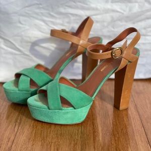 Platform sexy green heels